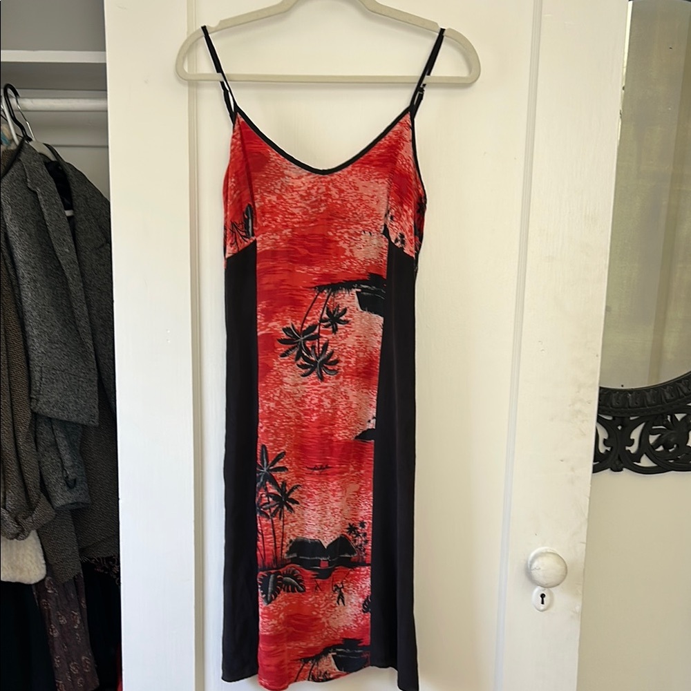 Vintage Y2K Tropical Silk Slip Dress